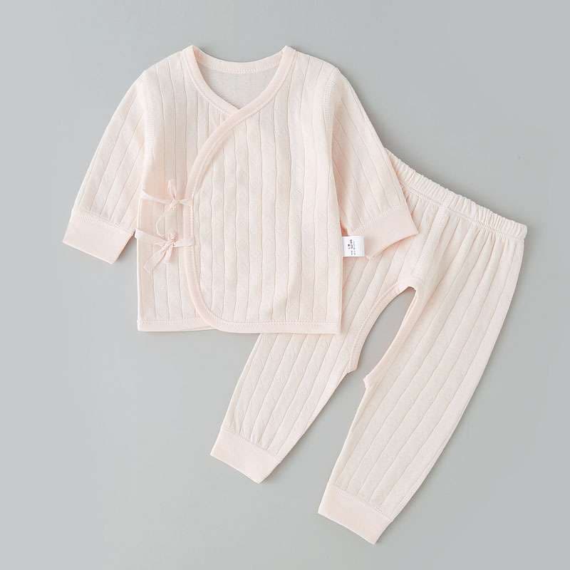 ベビー服  赤ちゃん用リブ編みパジャマ上下セット