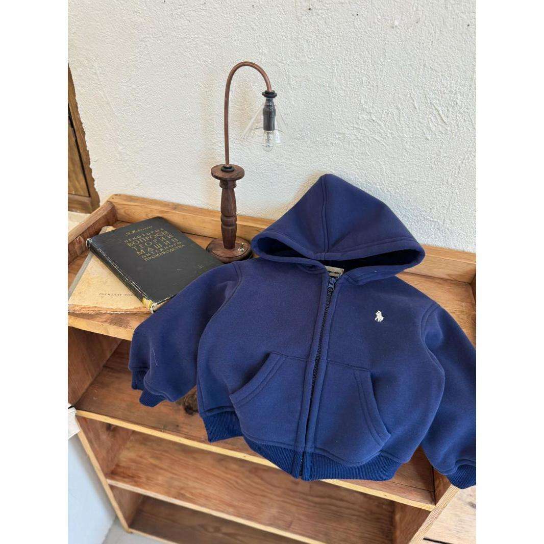 ベビー服  ベビー用ボーダー柄ジップアップパーカー