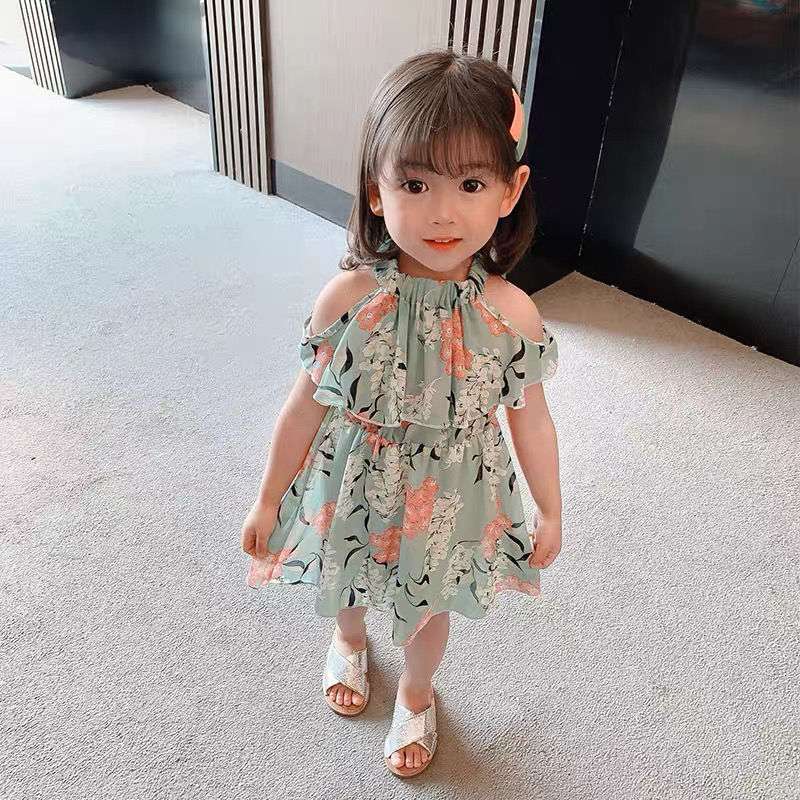 ベビー服  花柄オフショルダーワンピース