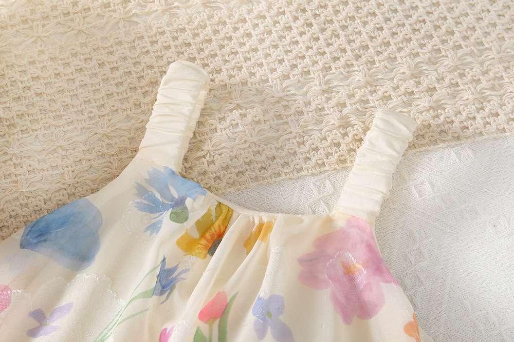 ベビー服  フローラルキャミソールワンピースと帽子セット