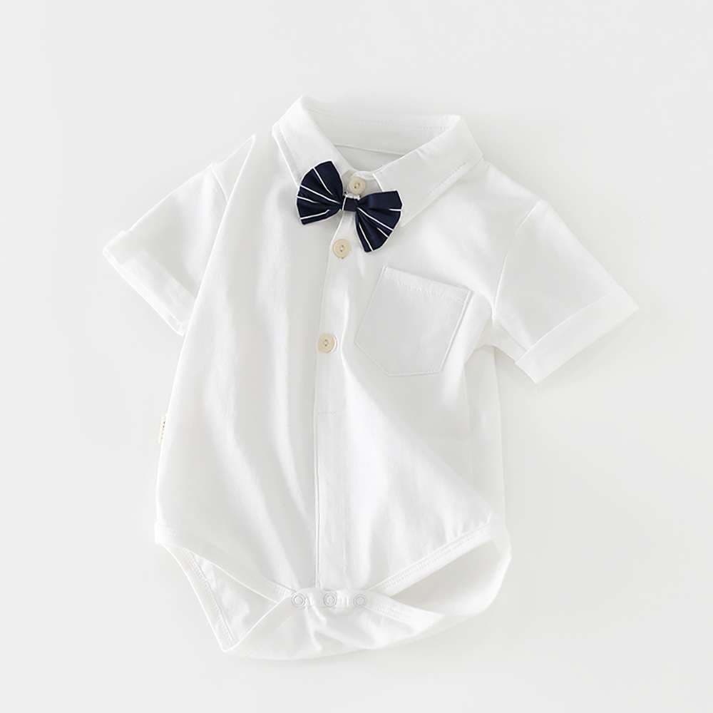 ベビー服  蝶ネクタイ付きフォーマルベビーロンパース