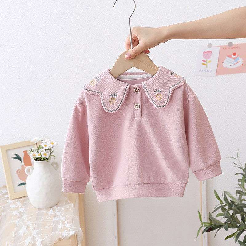 ベビー服  刺繍入り襟付きベビースウェット
