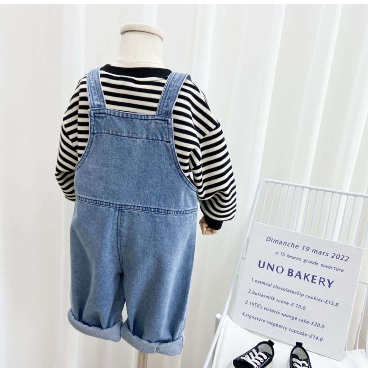 ベビー服  ゆったりオーバーオール風デニムパンツ