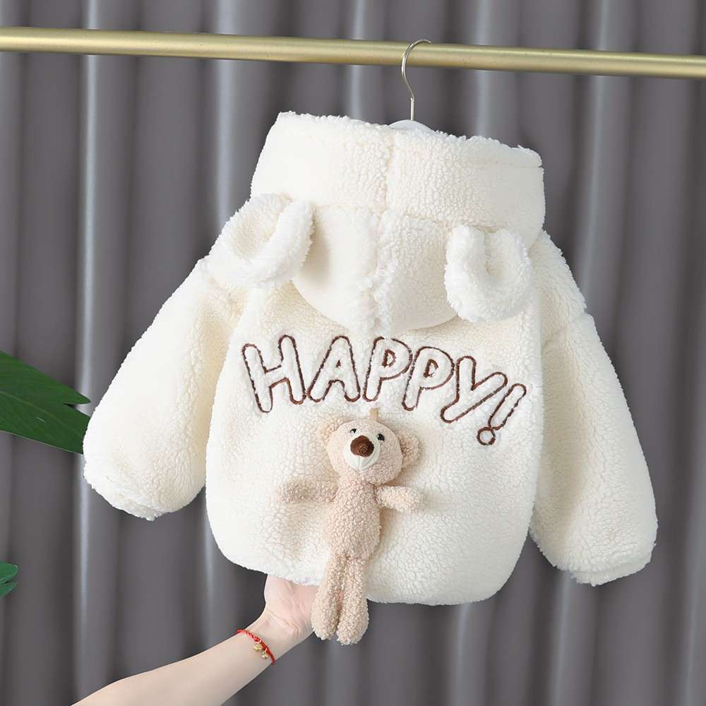 ベビー服  もこもこ可愛いくまさん付きベビーパーカー
