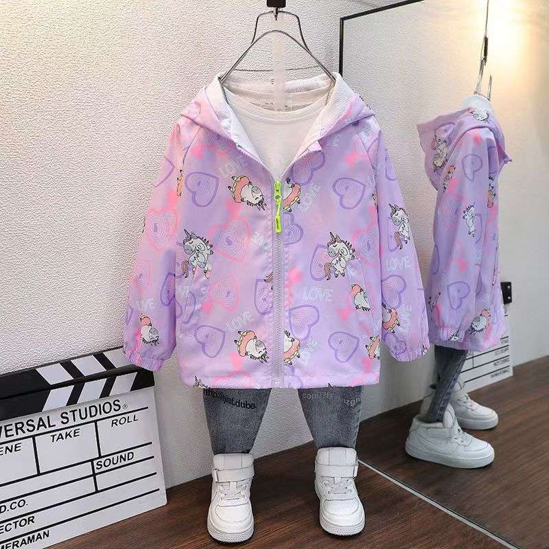 ベビー服  ユニコーン柄ハートジップパーカー