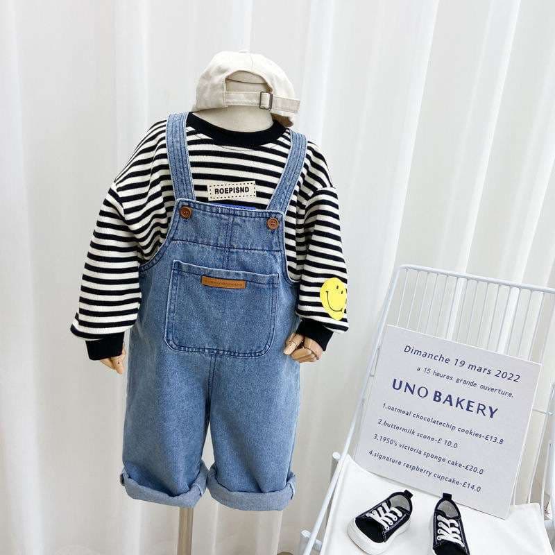 ベビー服  ゆったりオーバーオール風デニムパンツ