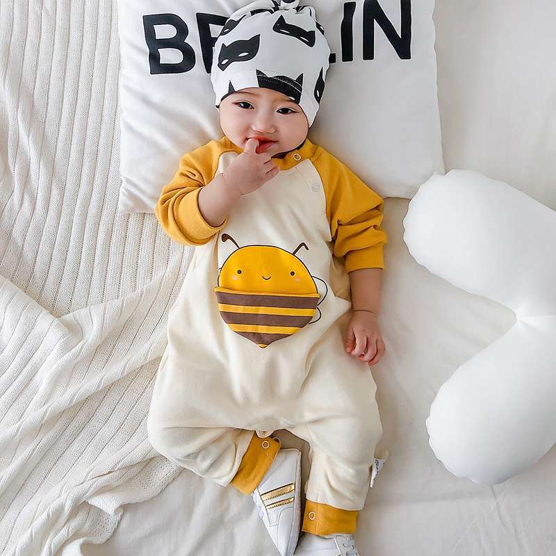 ベビー服  動物モチーフ付きベビーロンパース