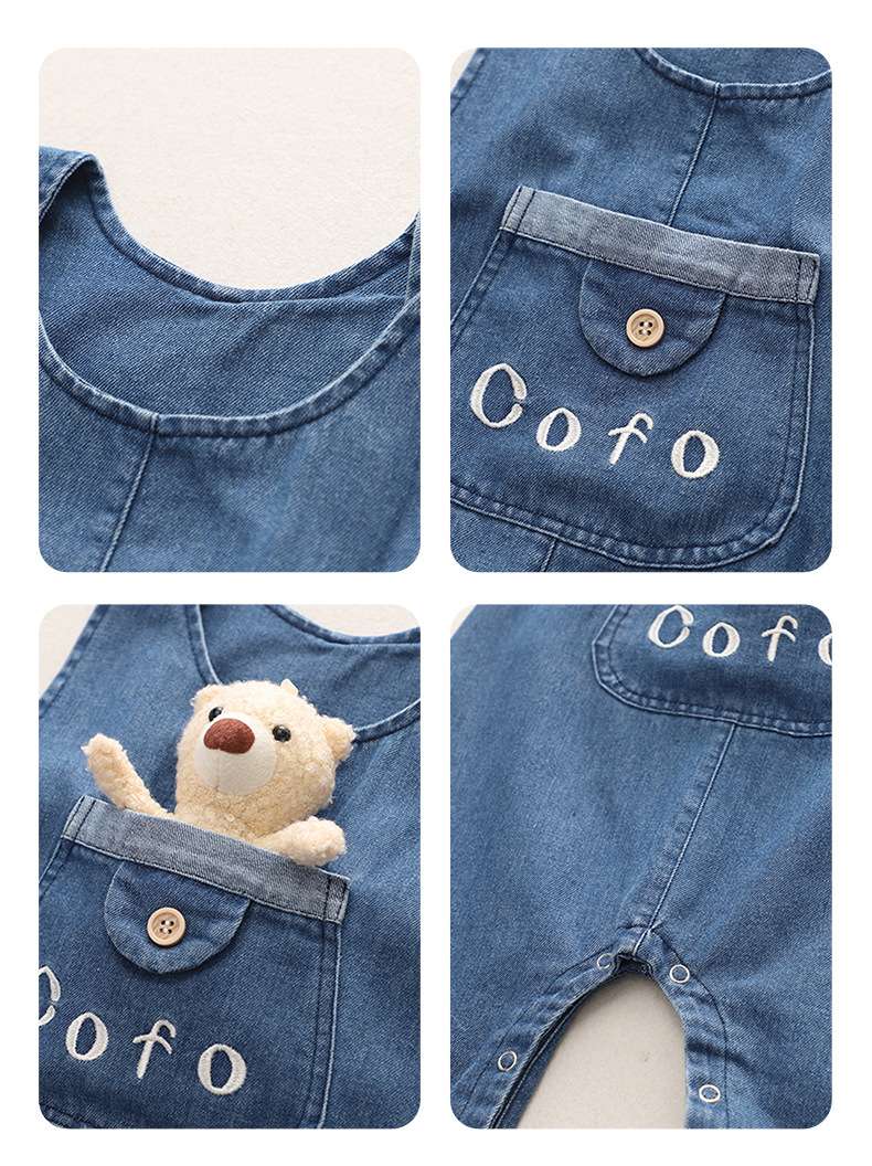 ベビー服  デニムオーバーオール風ロンパース