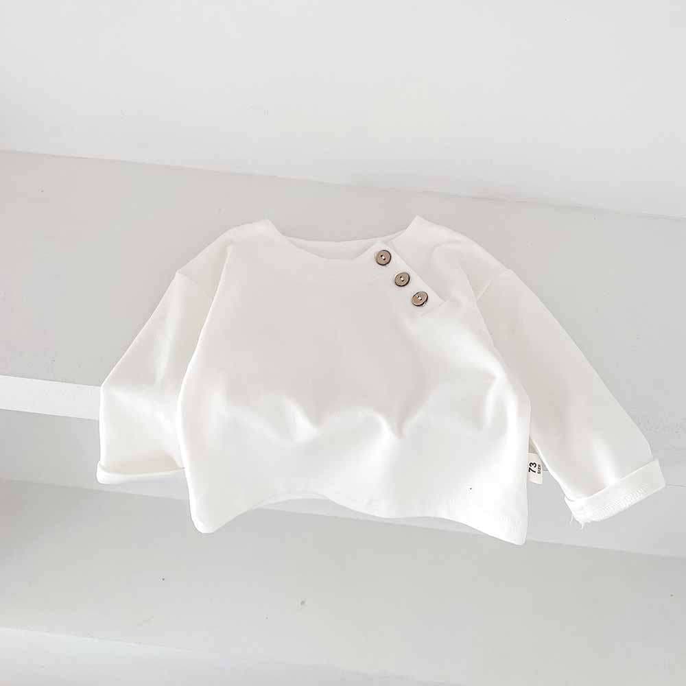 ベビー服  ベビー用ボタン付き長袖カットソー