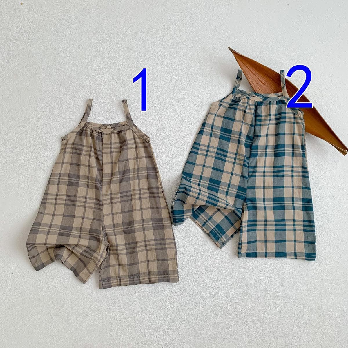 ベビー服 韓国風チェック柄ロンパース 可愛いベビー連体服