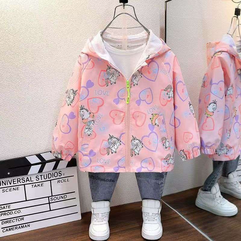 ベビー服  ユニコーン柄ハートジップパーカー