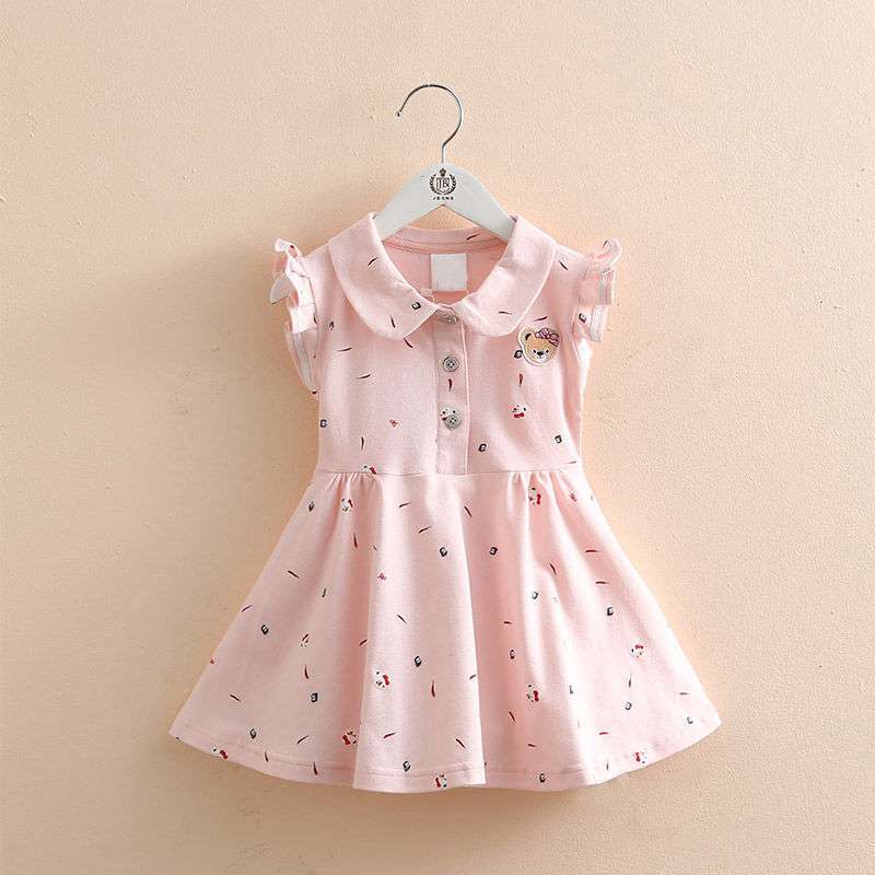 ベビー服  小花柄フリルカラーベビードレス