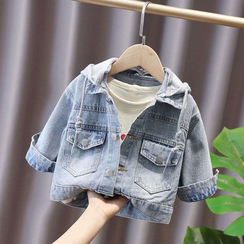 ベビー服  フード付きデニムジャケット