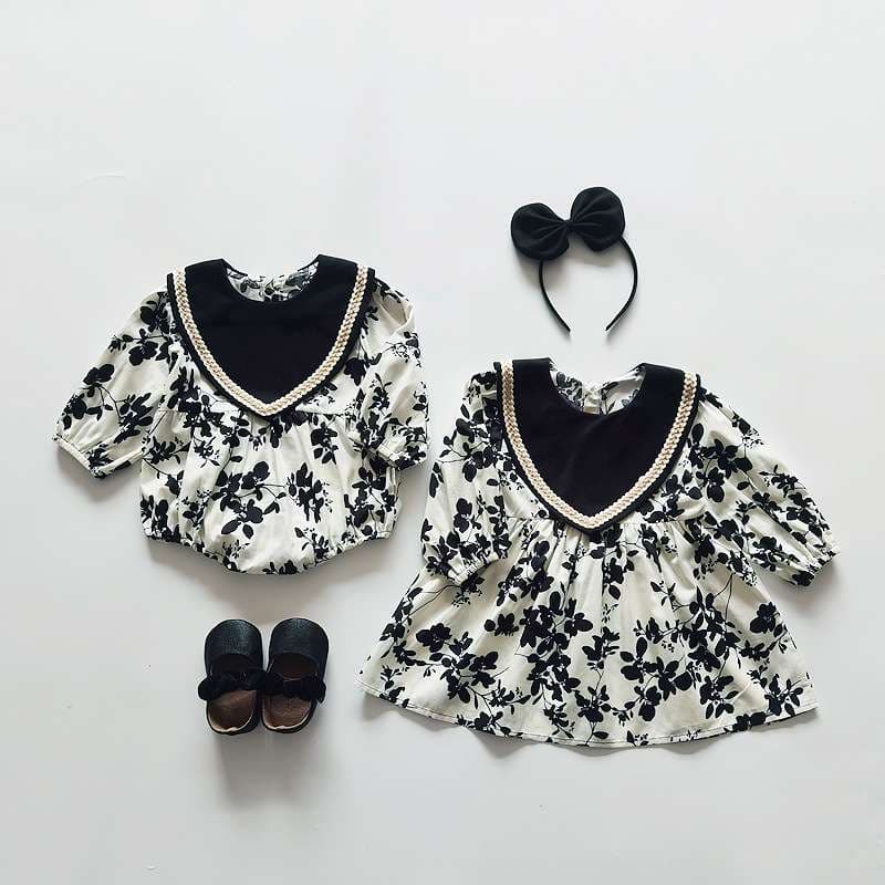 ベビー服  花柄ワンピース風ロンパース
