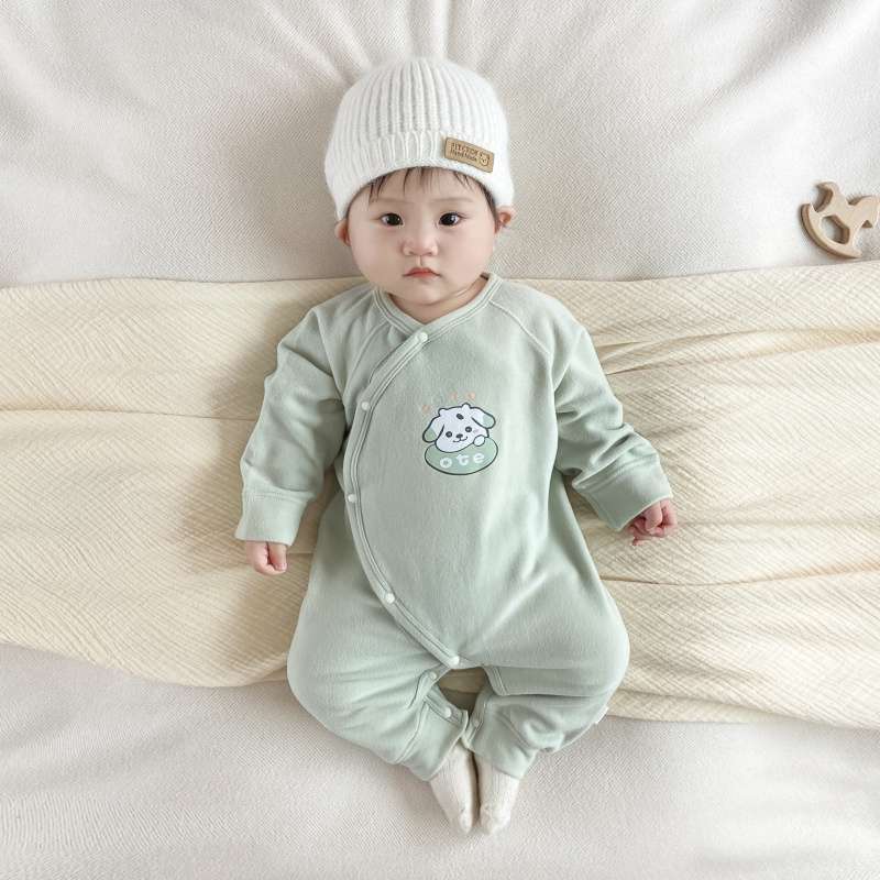 ベビー服 ふわもこ動物アップリケ赤ちゃんロンパース