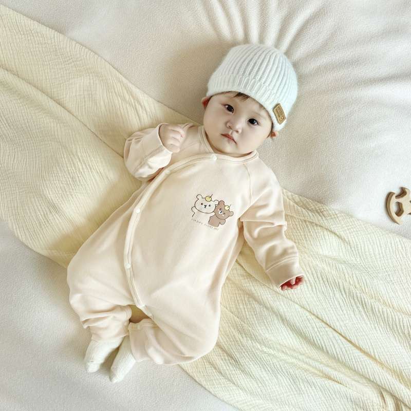 ベビー服 ふわもこ動物アップリケ赤ちゃんロンパース