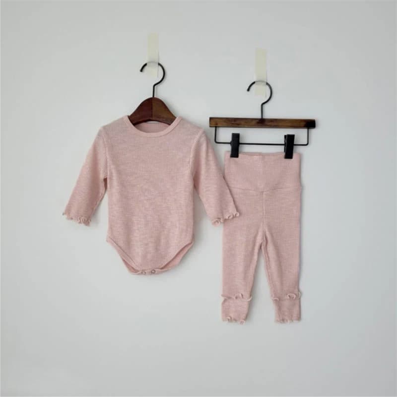 春新作フリルロンパース上下セットアップベビー服