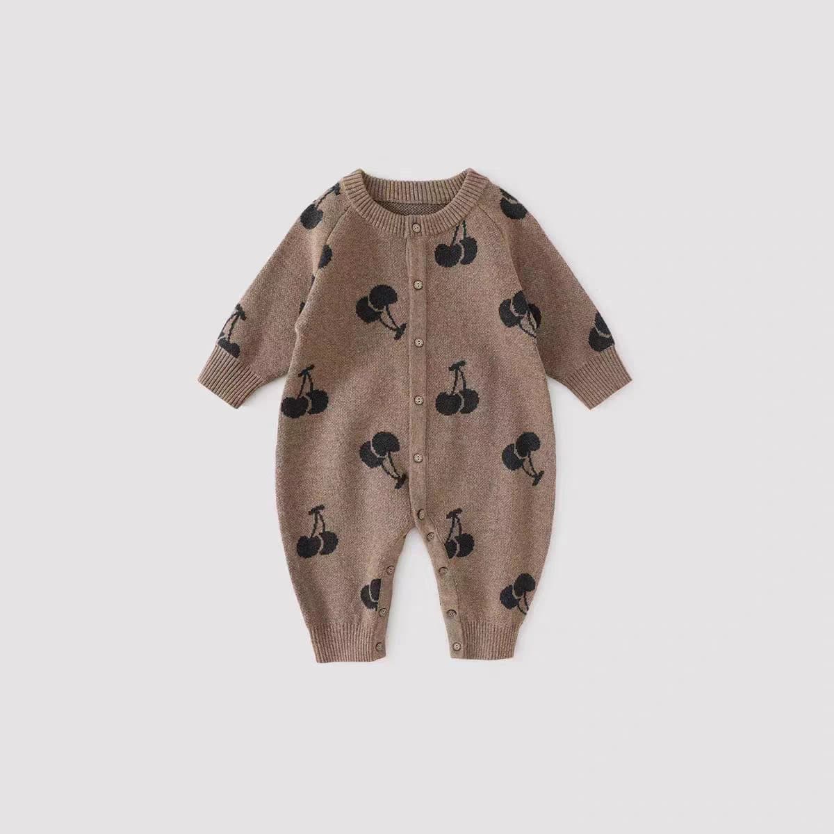 ベビー服 秋ジャカードニットロンパース可愛い柄4色展開