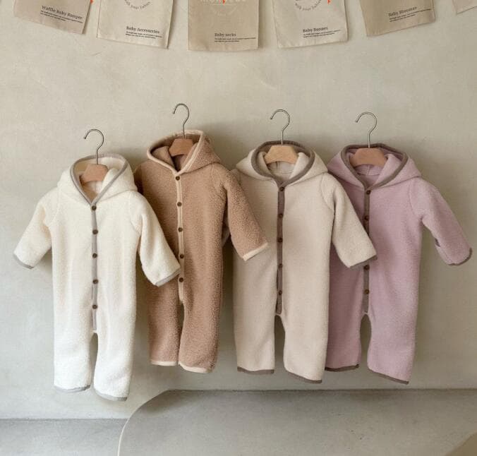ベビー服 冬用厚手カバーオール新生児ロンパース4色展開